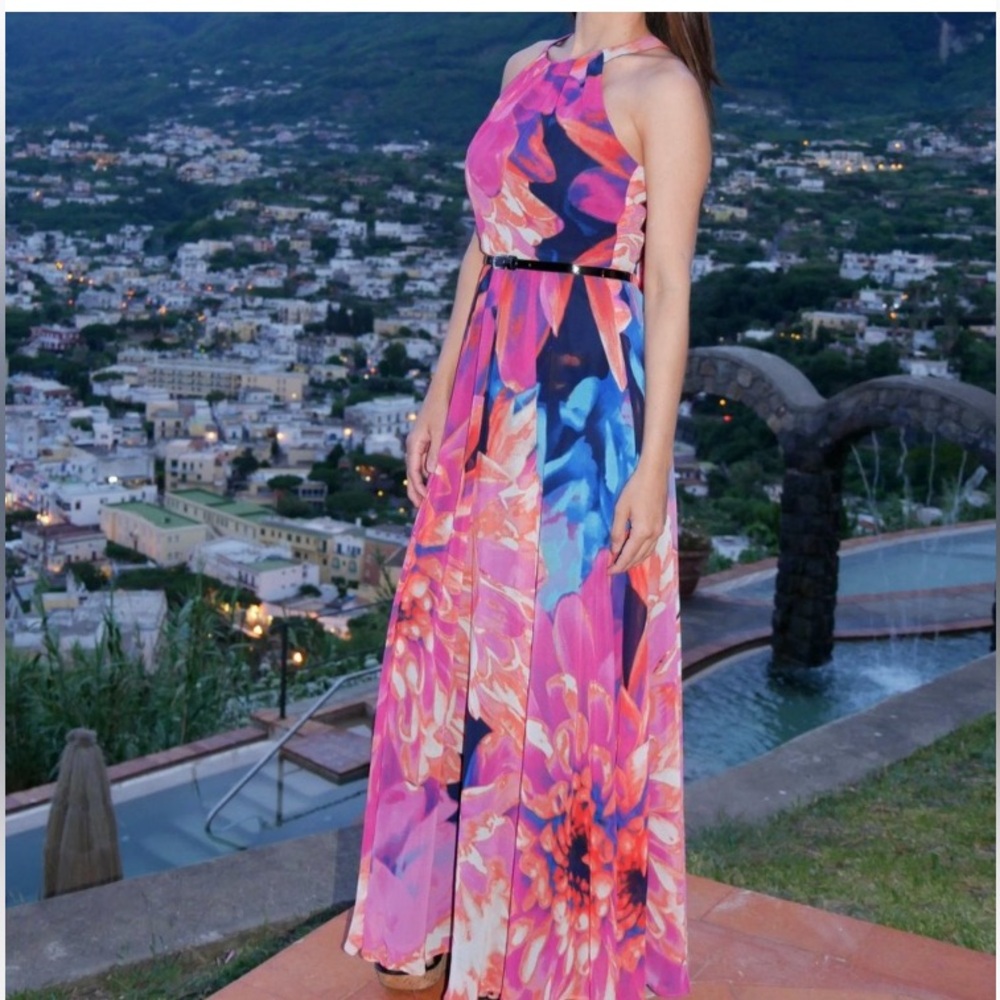 INC International Concepts Pink and Blue Floral Maxi Dress like new - Picture 2 of 7